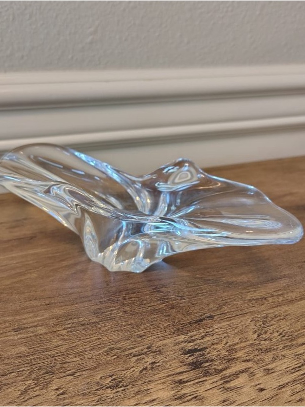 Baccarat Crystal Valet Tray Free Form Trinket Candy Dish France Clear Glass 8”